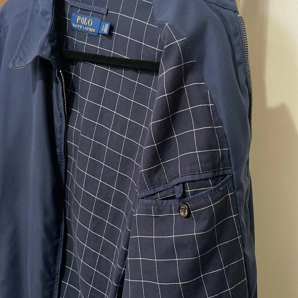 Polo Ralph Lauren Navy Harrington Plaid Lined Full Zip Jacket in Size L - Picture 8 of 15
